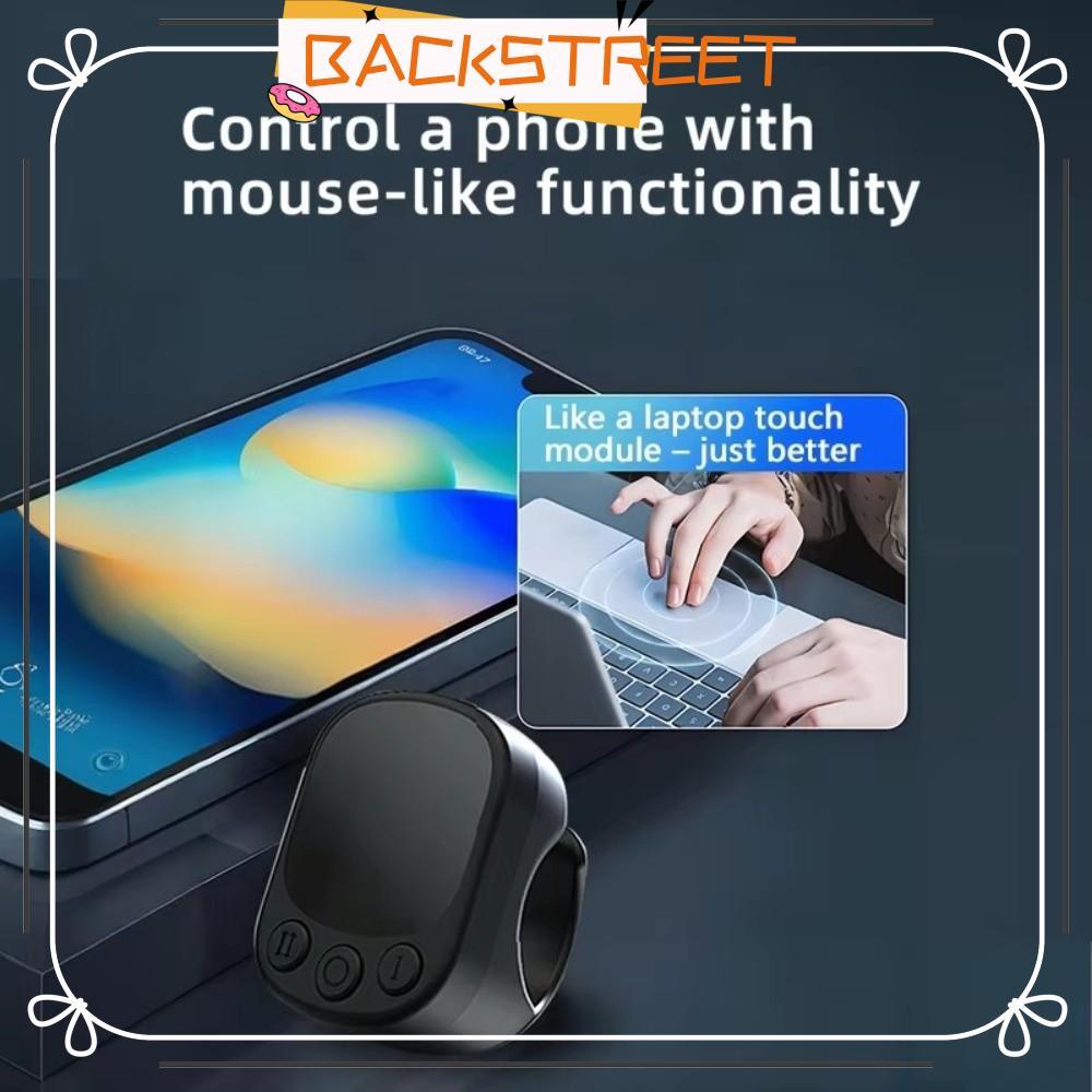 BACKSTAGE Bluetooth Ring Remote, Scrolling Function Continuous Clicker Touchscreen Controller, Auto 