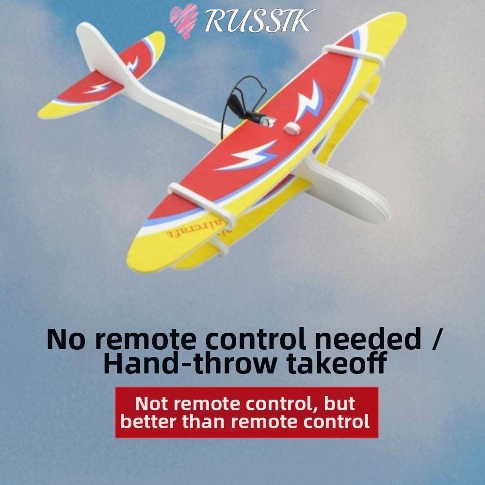 RUSSIK เครื่องร่อนโฟมขนาดใหญ่ไฟฟ้า, USB ชาร์จ 24.5 มม.* 9 มม.* 24 มม.มือโยนเครื่องบินบิน, PP พร้อม L