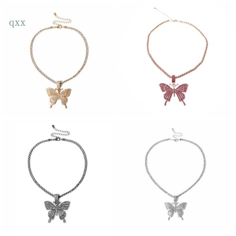 CH* Sparking Fully Iced out Crystal Pave สําหรับสร้อยคอจี้ผีเสื้อแฟชั่น Jewe