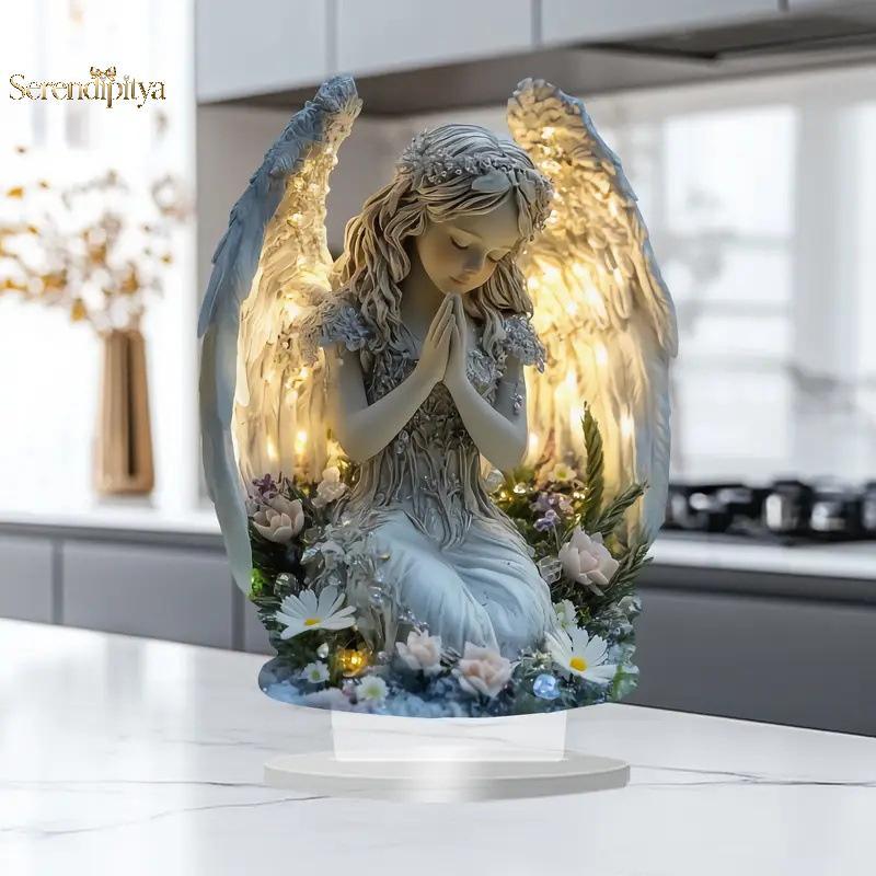 Serendipityayq Radiant Praying Angel รูปปั้น - ตกแต่งเดสก์ท็อป Calming สําหรับ Home, Office, หรือ Cafe TH