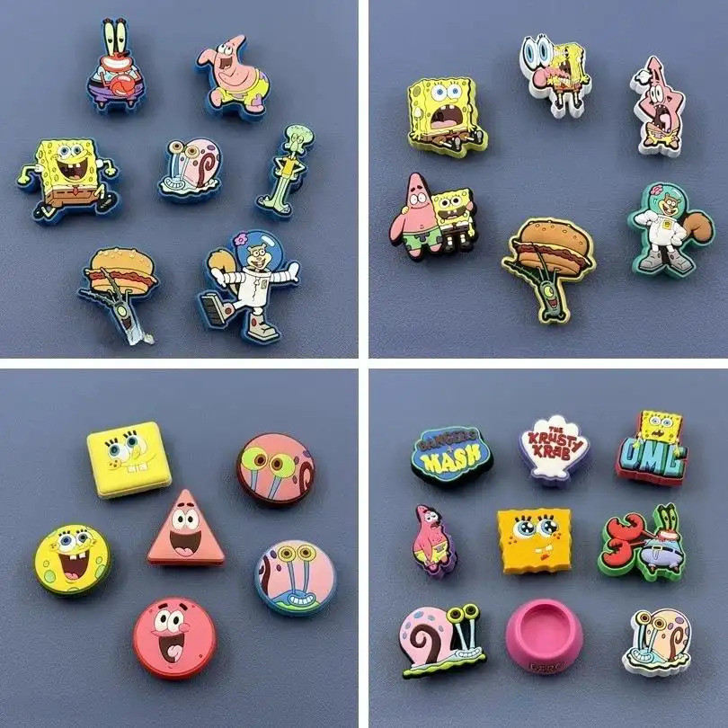 Charms Spon-Bob หัวเข็มขัดรองเท้าเฉพาะ DIY อุปกรณ์เสริม ดอกไม้รองเท้า