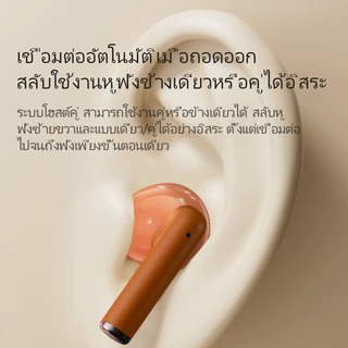 พรีเมี่ยม 5.4 หูฟังบลูทูธ TWS สีส้มรูปแบบหนังหรูหราเสียง 3D สเตอริโอเบสขนาดกะทัดรัดพร้อมจอแสดงผล LED บอกค้างคาวชาร์จ Type-C ตัดเสียงรบกวน AI สําหรับ IPhone/Android