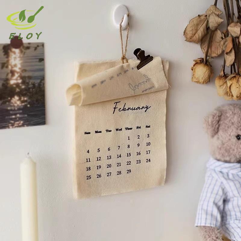 [ELOY] 2026 Canvas Hook-Style Fabric Calendar Wall Calendar Retro Style -Corthy Wall Calendar ตกแต่ง