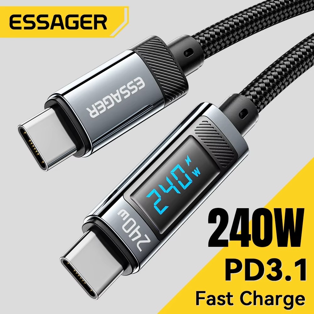 สาย USB C เป็น USB C 240W ชาร์จเร็ว 100W PD เข้ากันได้กับอุปกรณ์หลายเครื่อง