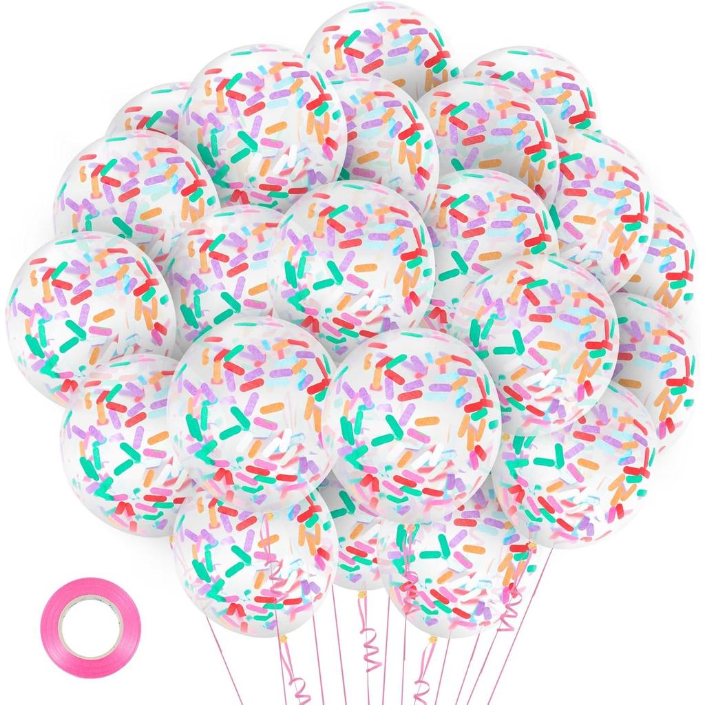 30 ชิ้นMulticolor Sprinkle Confettiบอลลูน,12 นิ้วไอศกรีมโรยลูกโป่งLatex Rainbow Confettiบอลลูนพาสเทล