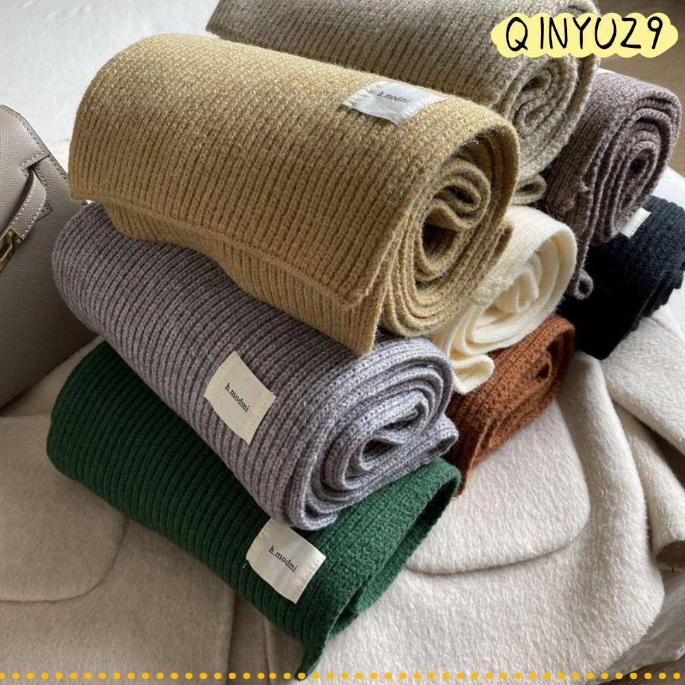 QINYUZ9QX ผู้หญิงถักผ้าพันคอ,Windproof Thicken ความร้อนคออุ่น,สีทึบนุ่มคอผ้าพันคอยาว