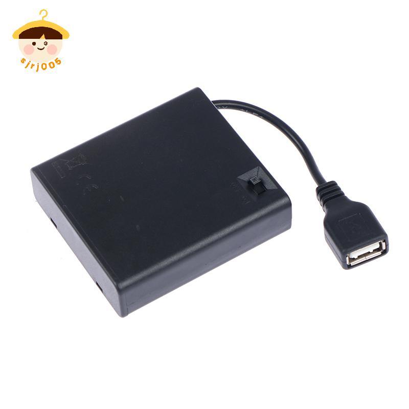 〔8C05〕 กล่องแบตเตอรี่ USB AA 4 X สําหรับไฟ LED Strip 5V USB Mini Power Supply〕8C