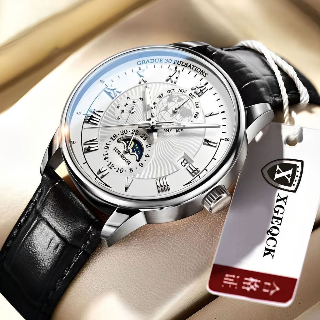 นาฬิกาผู้ชาย Swiss Ten Major อัตโนมัติ Non-Mechanical นาฬิกาหล่อเข็มขัดส่องสว่างนาฬิกาควอตซ์นาฬิกาธุ