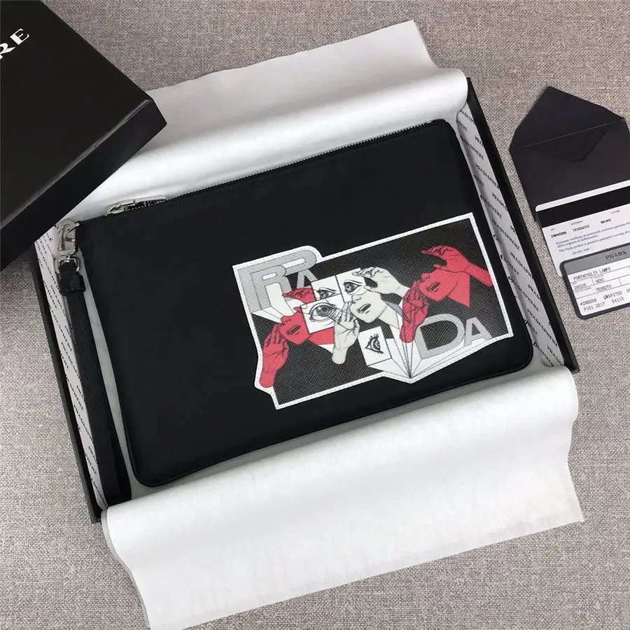 Prada New Style Limited Edition Mens Comic Impression Series Nylon Clutch 2NH006