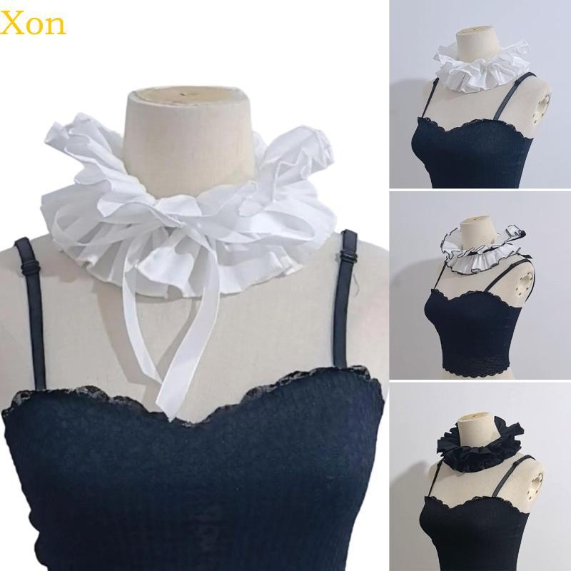 Xon Elegant Ruffle Faux COLLAR เสื้อตกแต่งคอ Ruff COLLAR สําหรับผู้หญิงทุกวัน