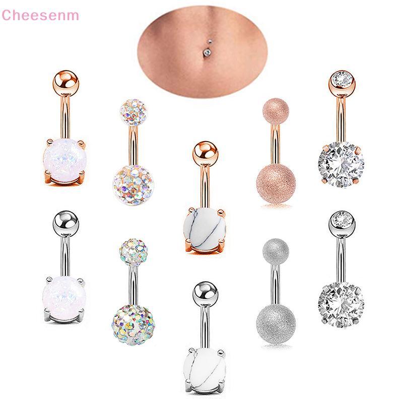 ชุดเจาะสะดือ ปุ่มแหวน Barbell กับคริสตัล rhinestone