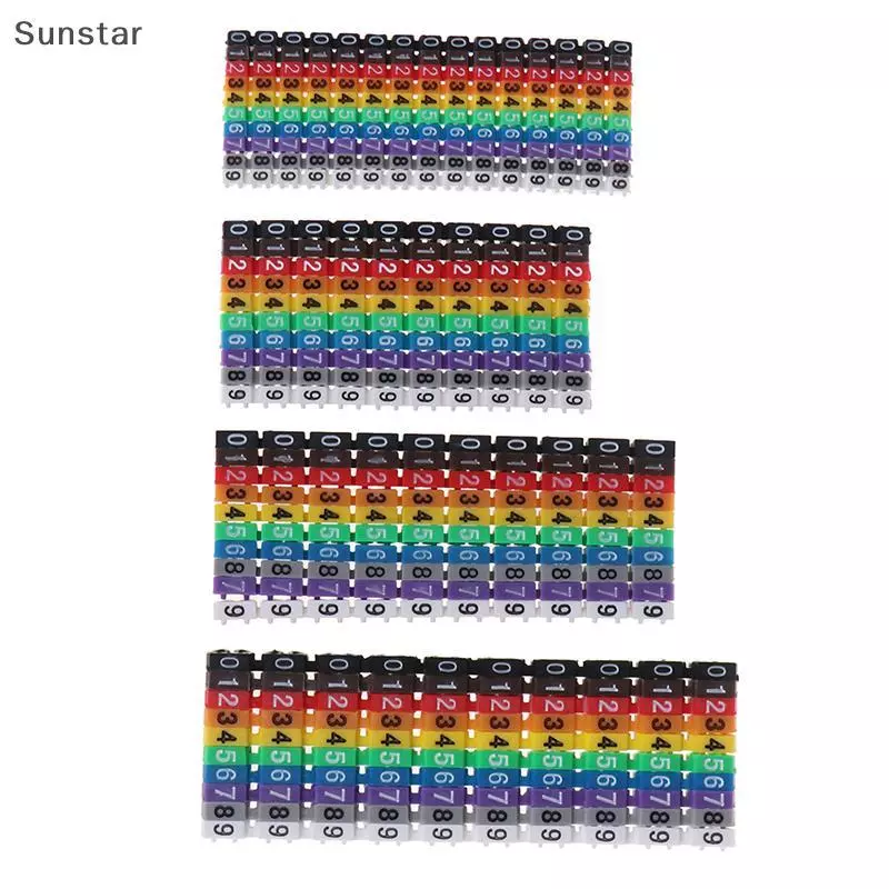 Sunstar Cable Markers Colourful C-Type Marker Number Tag Label สําหรับลวด 1.5/2.5/5/4/ 6mm2 Nice