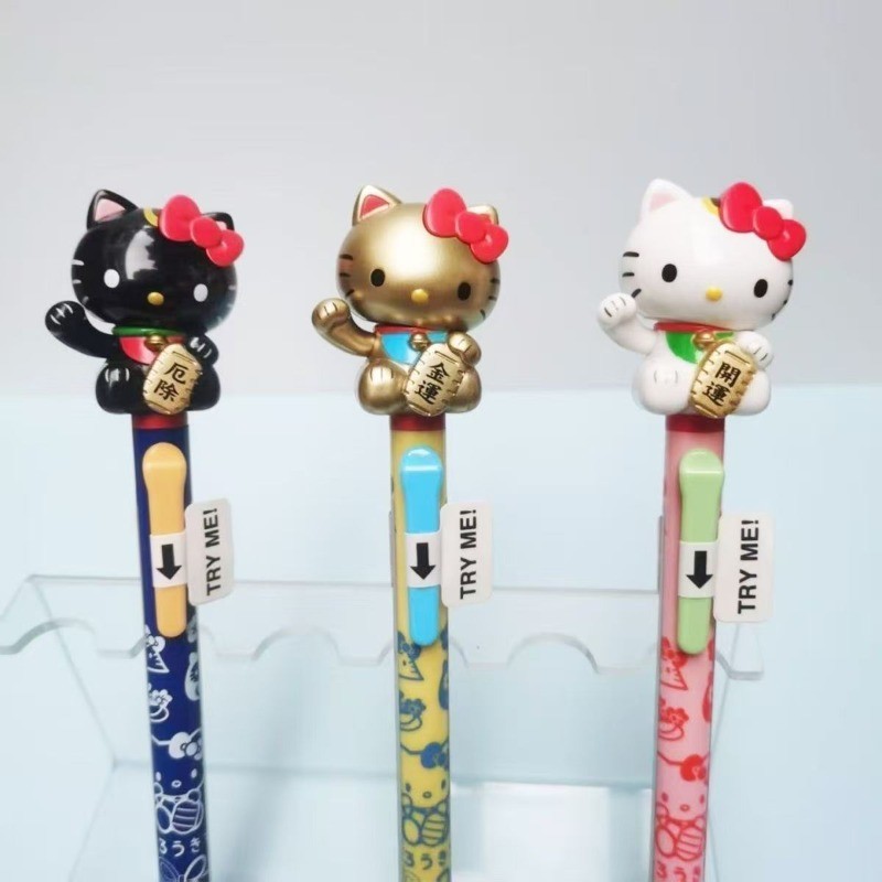 แมวน่ารัก Lucky Cat ปากกาลูกลื่น Shake กดโชคดี Lucky Remove Evil เครื่องเขียนน่ารัก