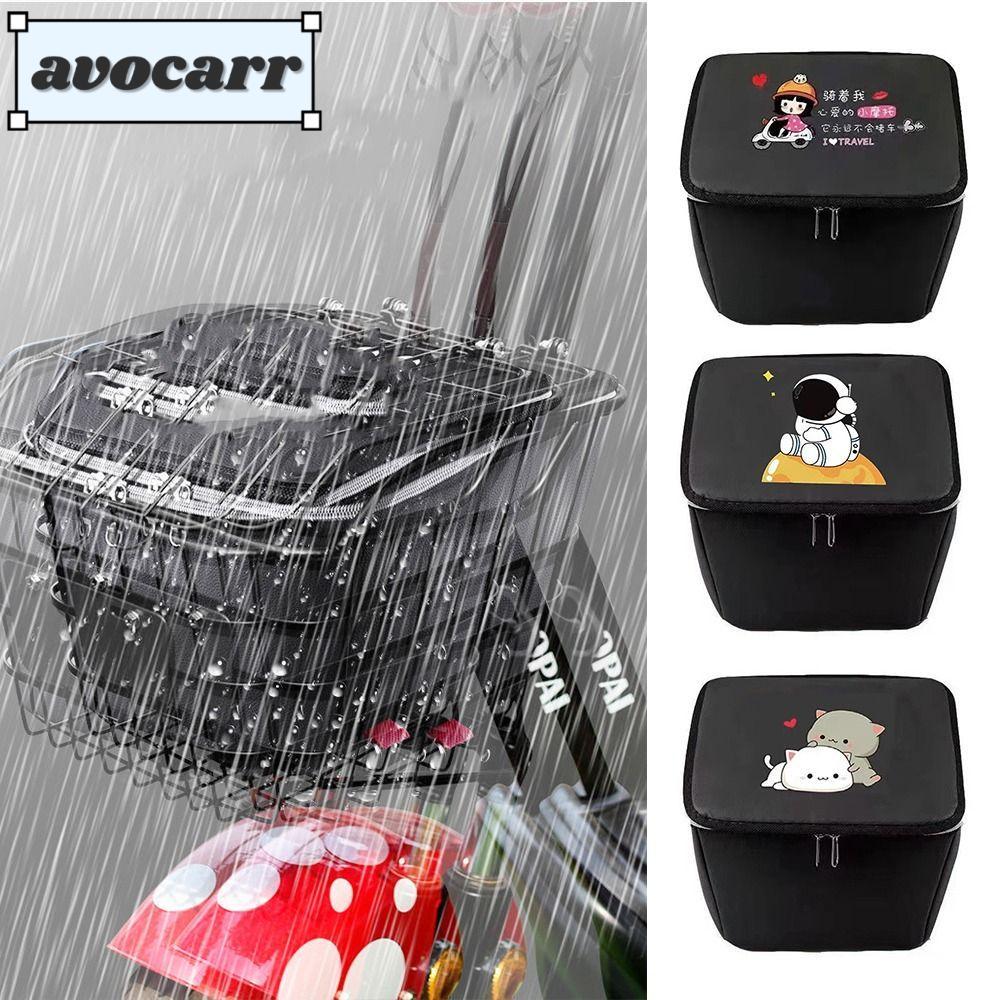 AVOCAR กระเป๋าใส่ตะกร้าหน้าจักรยาน ลายการ์ตูน กันแดด กันน้ำ สีดำ ทนทาน