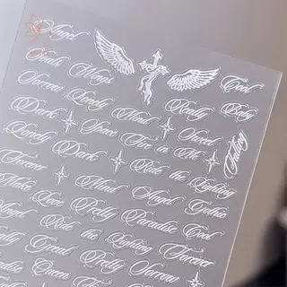 [maybeauty] 3D ตัวอักษรตัวอักษรเล็บ Stiers ปีกนางฟ้าสีขาวดีไซน์ผสม Decals อุปกรณ์เพ้นท์เล็บสําหรับบ้านและร้านทําผม {TH}