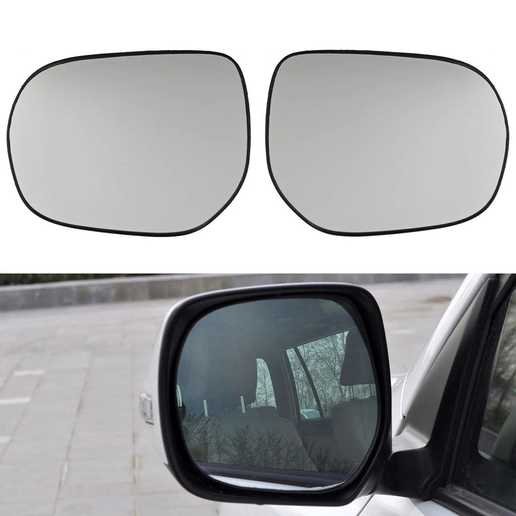 กระจกมองหลังอุ่นสีขาวมุมกว้างประตูด้านข้างกระจกเลนส์สําหรับ Toyota Land Cruiser Prado 2007-2021 Land
