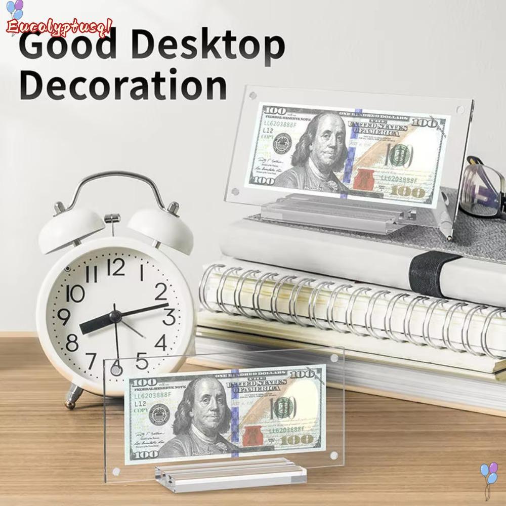 EUCALYPTUSQ1 Dollar Bill Picture Frame Holder,อะคริลิคที่ระลึกกรอบแสดงธนบัตรเดสก์ท็อปที่ทนทานโปร่งใส