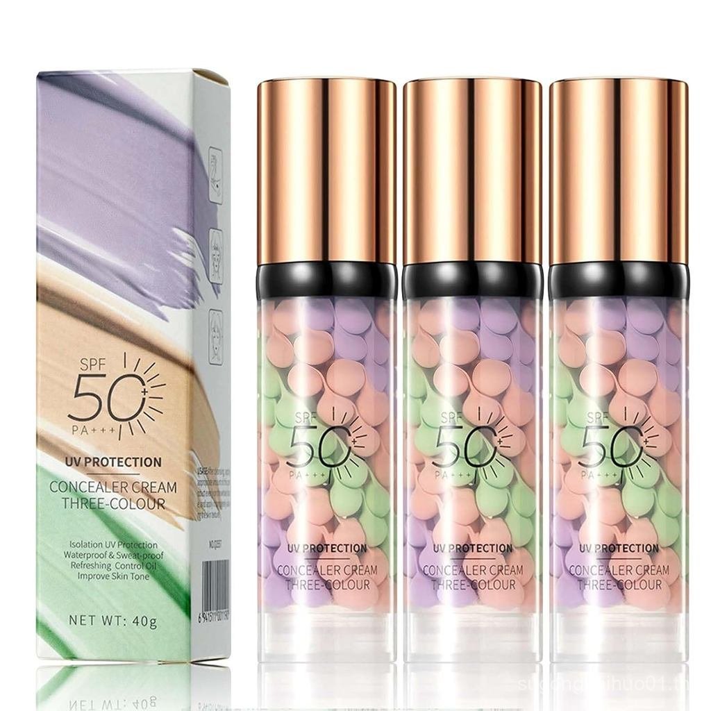 3in1 Face Primer พร้อม SPF 50 Facial Colour Corrector Foundation Primer Cream & คอนซีลเลอร์สําหรับปก