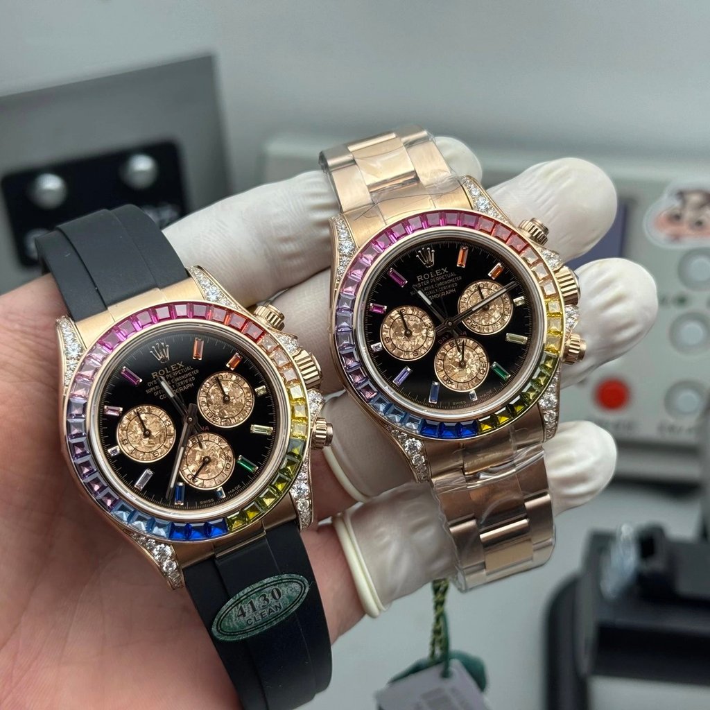R0lex Original Label 1: 1 Daytona Rainbow Ditona 4130 ฝาครอบเปลือกเดิมเปิดแม่พิมพ์หนา 12.2 มม.สี Dia
