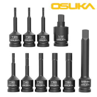 OSUKA ชุดลูกบล็อกกระแทกเดือยโผล่ผสม (หกเหลี่ยม,หัวดาว(หัวจีบ) 1/2" 19ตัว/ชุด OSAF3213