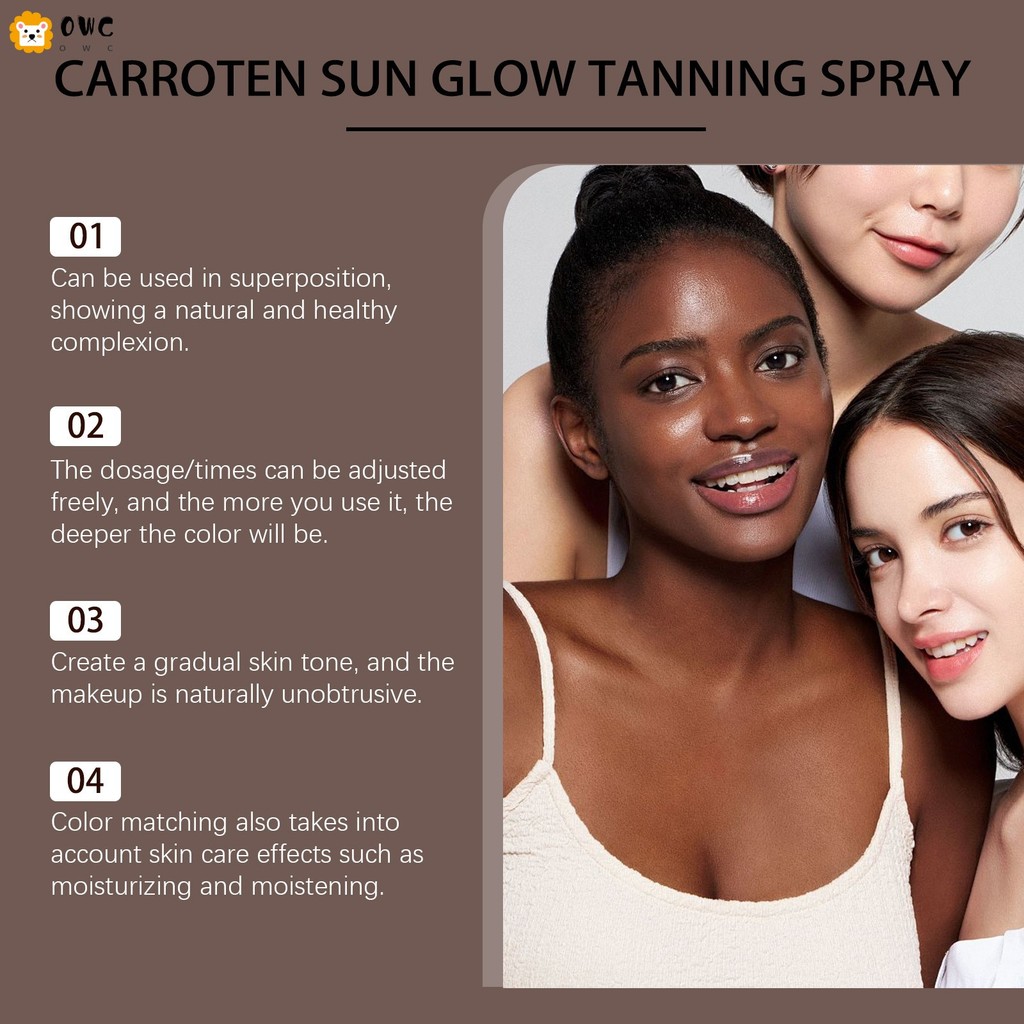 Carrot Tanning Spray Summer Outdoor Natural Skin Tone Enhancer With Moisturizing Effect 120ml