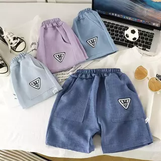 MooDeng Baby กางเกง เด็ก ชาย หญิง สีพาสเทล มีกระเป๋ากางเกง ผ้าโพลีเอสเตอร์ ขาสั้น เอวยางยืด