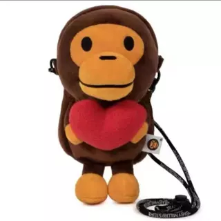 Bape Milo Monkey Plush Crossbody Bag, กระเป๋าสะพายข้างสําหรับเด็กสําหรับโทรศัพท์และการ์ด