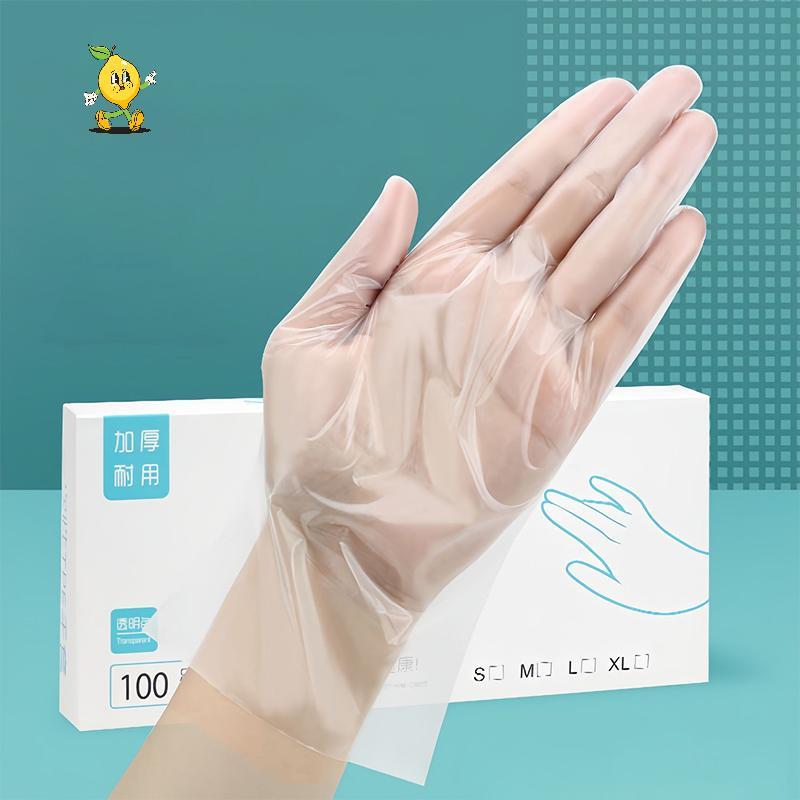 [mozh] 50/100ชิ้นถุงมือยางฟรีTPEถุงมือทิ้งโปร่งใสลื่นกรดทํางานความปลอดภัยอาหารเกรดถุงมือทําความสะอาดในครัวเรือน [TH]