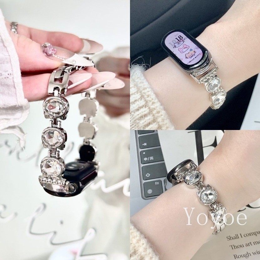 แมวน่ารักสายเพทายเหมาะสําหรับ เสี่ยวหมี่ วงดนตรี 10 9 8 มือโปร 3 4 5 6 7 สําหรับ เรดมี่ นาฬิกา 6 5 4 โลหะปรับ วงการบิน