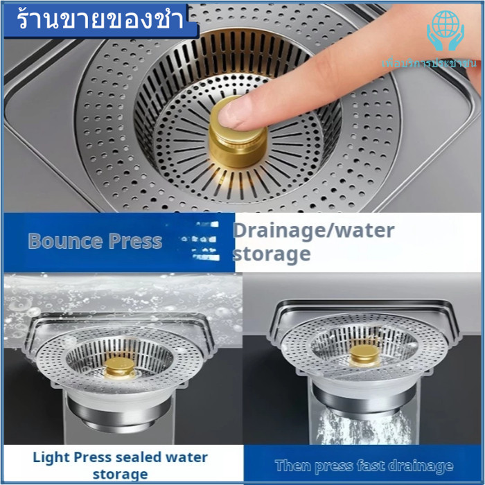 【ข้อเสนอ ที่ดี ที่สุด】304 สแตนเลสอ่างล้างจานฝาครอบกรองอ่างล้างจานล้างจานแกนเด้งอ่างผักสามารถกดเพื่อเก็บน้ําและดับกลิ่น