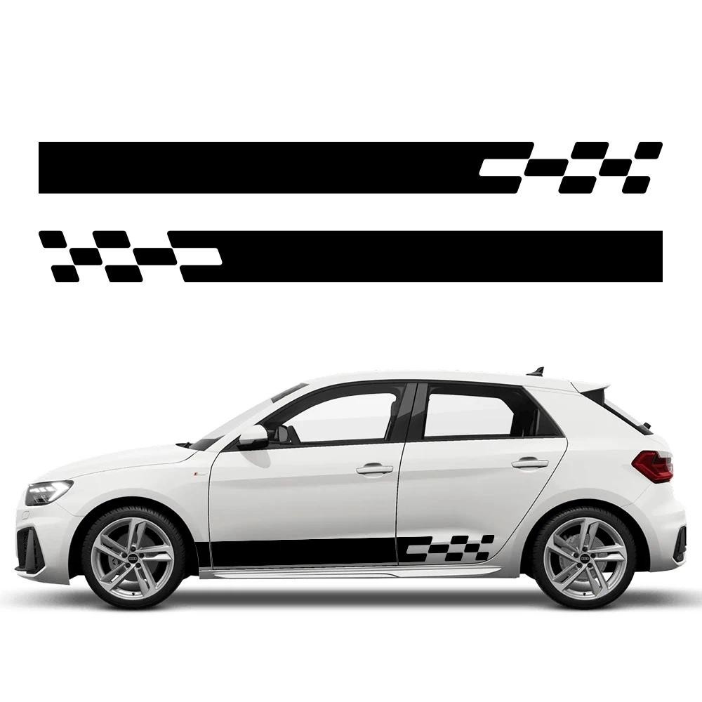 รถกราฟิก Racing Stripes สติกเกอร์ประตูด้านข้างไวนิล Decal อุปกรณ์เสริมอัตโนมัติสําหรับ Audi A1 8X GB