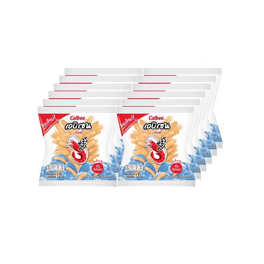 [สินค้าส่งด่วน] คาลบี้ เอบิเซน ข้าวเกรียบกุ้งรสดั้งเดิม 12 กรัม แพ็ค 12 CALBEE EBISEN PRAWN CRACKERS ORIGINAL FLAVOR