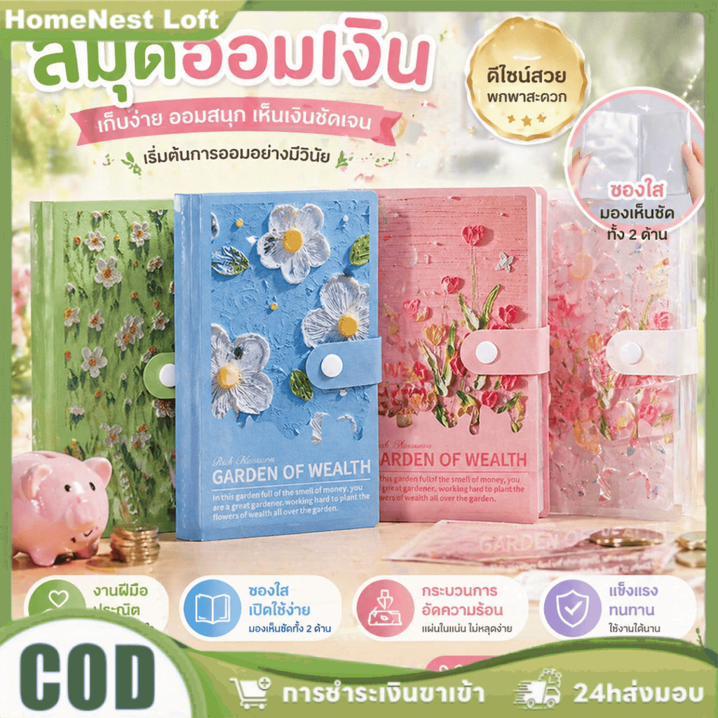 สมุดสะสมธนบัตรภาพวาดสีน้ำมัน 3 มิติ ขนาด A6 แบบแข็ง สำหรับเก็บเงิน จัดเก็บสะสมเงิน