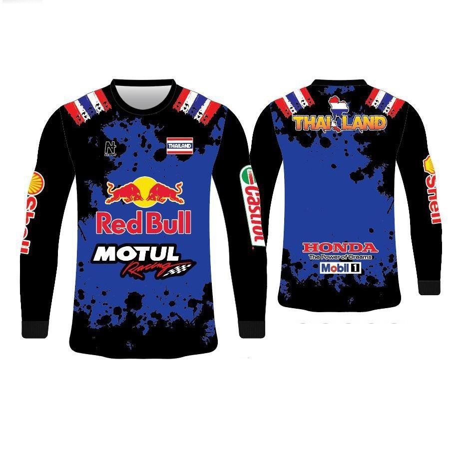 เสื้อยืดแขนยาวพิมพ์ลาย jersey baju thailand viral redbull motul rider baju motor สําหรับการปั่นจักรย