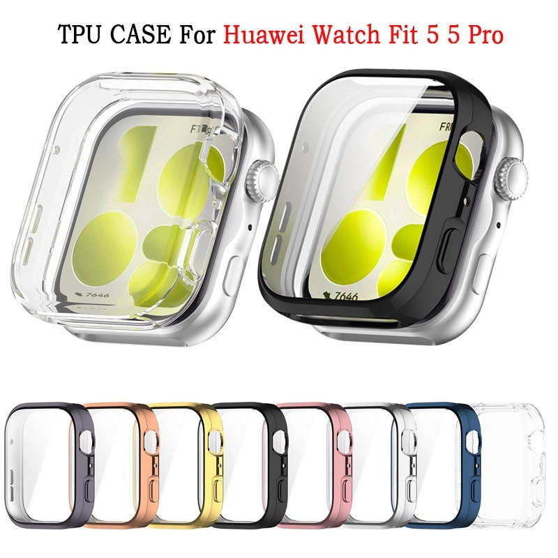 TPU สําหรับ Huawei Watch Fit 5 Pro กรณีอุปกรณ์เสริมป้องกันหน้าจอสําหรับ Huawei Watch Fit5 Fit5Pro Fit 5 5Pro Soft TPU กรณี + ฟิล์มคลุมทั้งหมดป้องกันกรณี