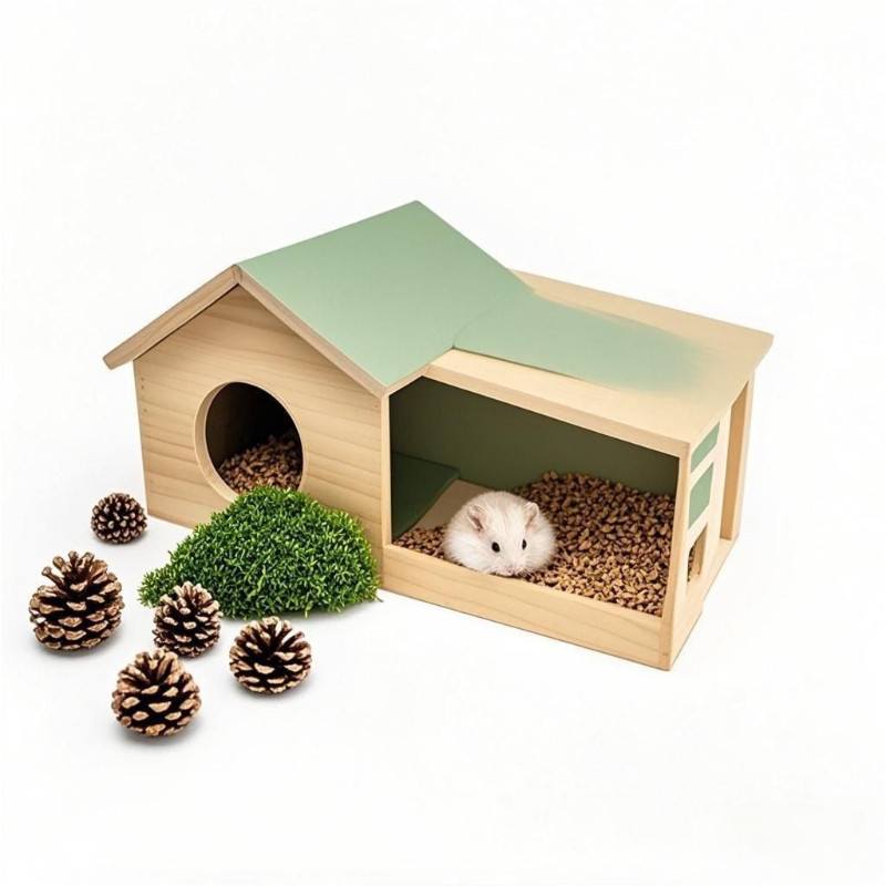 ห้องไม้ Hiding House Anti-Bite Bite-Resistant Two-Layer Big Villa Golden Bear Hamster Small House