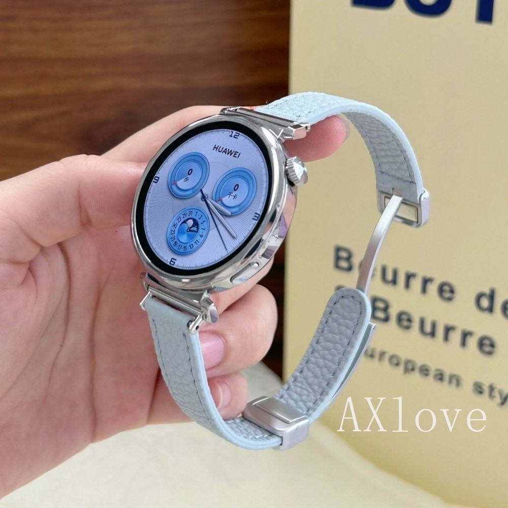 18 20 22MM สายหนังสําหรับ Samsung Galaxy Watch 8 7 6 4 Classic 5 Pro สร้อยข้อมือ Amazfit Bip GT2 3 WacthBand