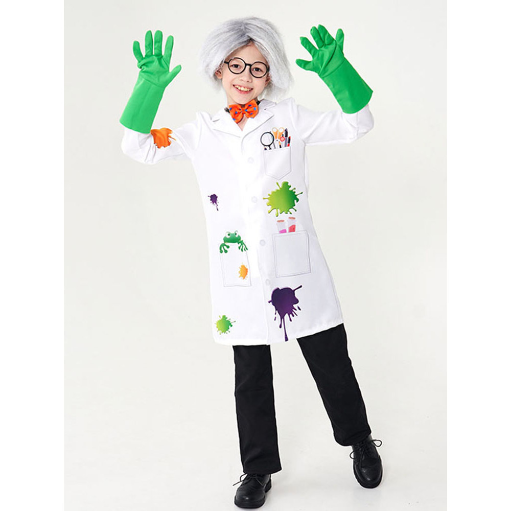 ฮาโลวีนเด็ก Crazy Frankenstein Dress Up Funny Drag Party Lab Researcher Professional Performance
