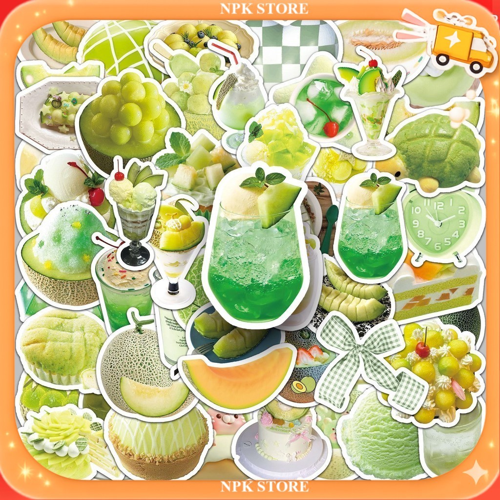 🔥🇹🇭พร้อมส่ง🇹🇭🔥 50แบบ Sticker ขนม เครื่องดื่ม อาหาร ทำจาก เมล่อน Food dessert beverage fruit Melon