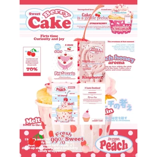 22ชิ้น/เซ็ตหวานเบอร์รี่เค้กปิดผนึกสติกเกอร์การ์ดอวยพรชุดวัสดุบรรจุภัณฑ์ ทําเอง ตกแต่ง