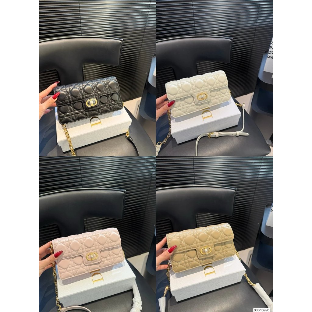 DIOR Box First Layer Sheepskin Chain Bag Jolie Top Handle Mini Chain Bag กระเป๋าใบเล็กประณีตนี้ไม่มี