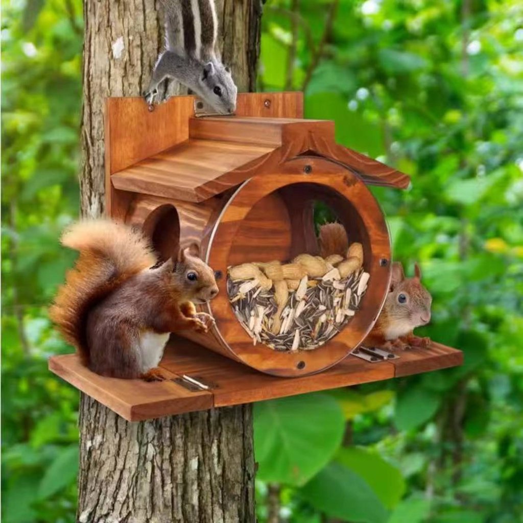 Pet-Friendly Wall Mounted Squirrel Feeder ติดตั้งง่ายไม้กระรอก Feeder ไม้ยาวสําหรับ Garden, Backyard