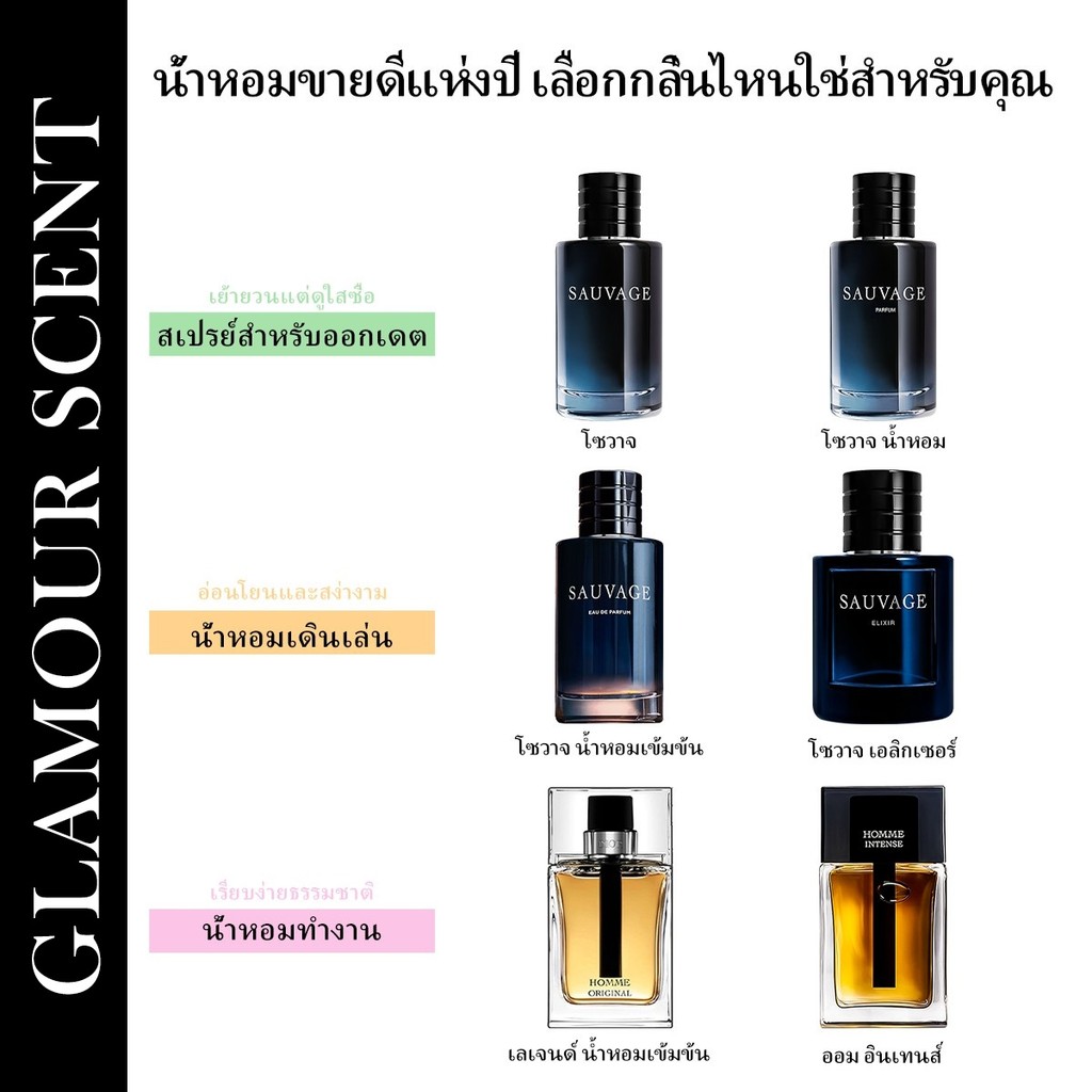 🔥น้ำหอมขายดี แท้💯 Sauvage & Sauvage Elixir & Homme Intense EDP\EDT 2ml/5ml/10ml น้ำหอมผู้ชาย