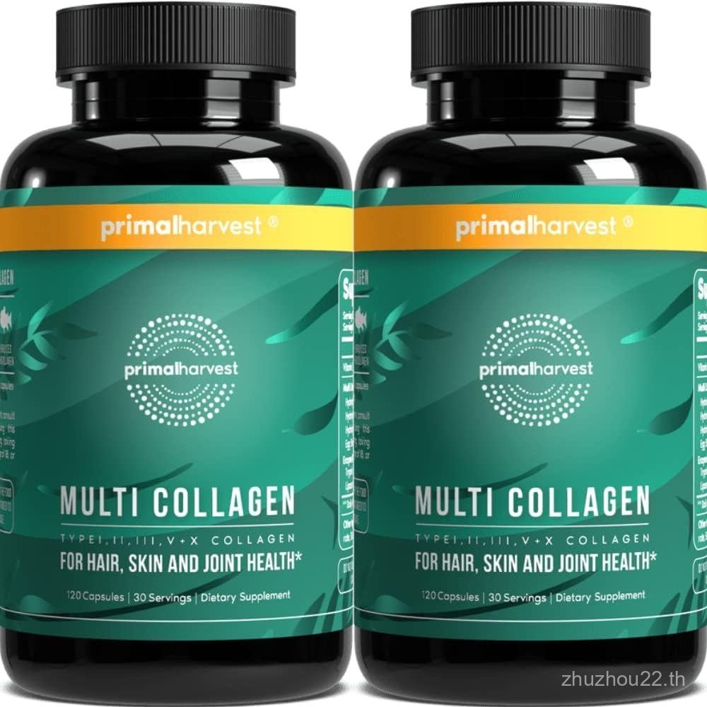 Primal Harvest 2 Pack, Multi Collagen Pills สําหรับผู้หญิงและผู้ชาย (Type I, II, III, V, X) อาหารเสร