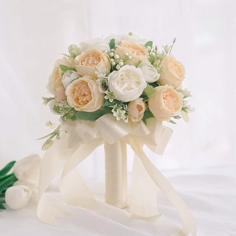 手捧花新娘韩式婚礼结婚领证仿真花束森系婚纱摄影拍照道具手捧花Hand-held Bouquet of Artificial Flowers26.5.5