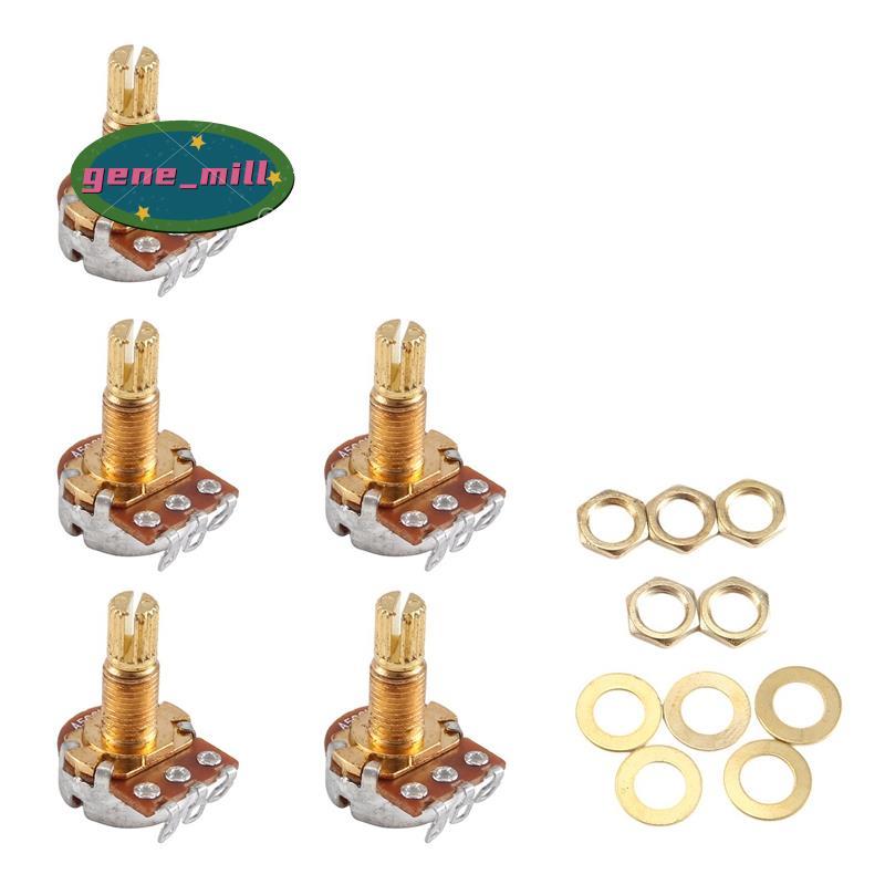 กีตาร์ Potentiometer Audio Volume & Tone Pots Switch Control A500k แยกเพลา Taper Potentiometers Gold