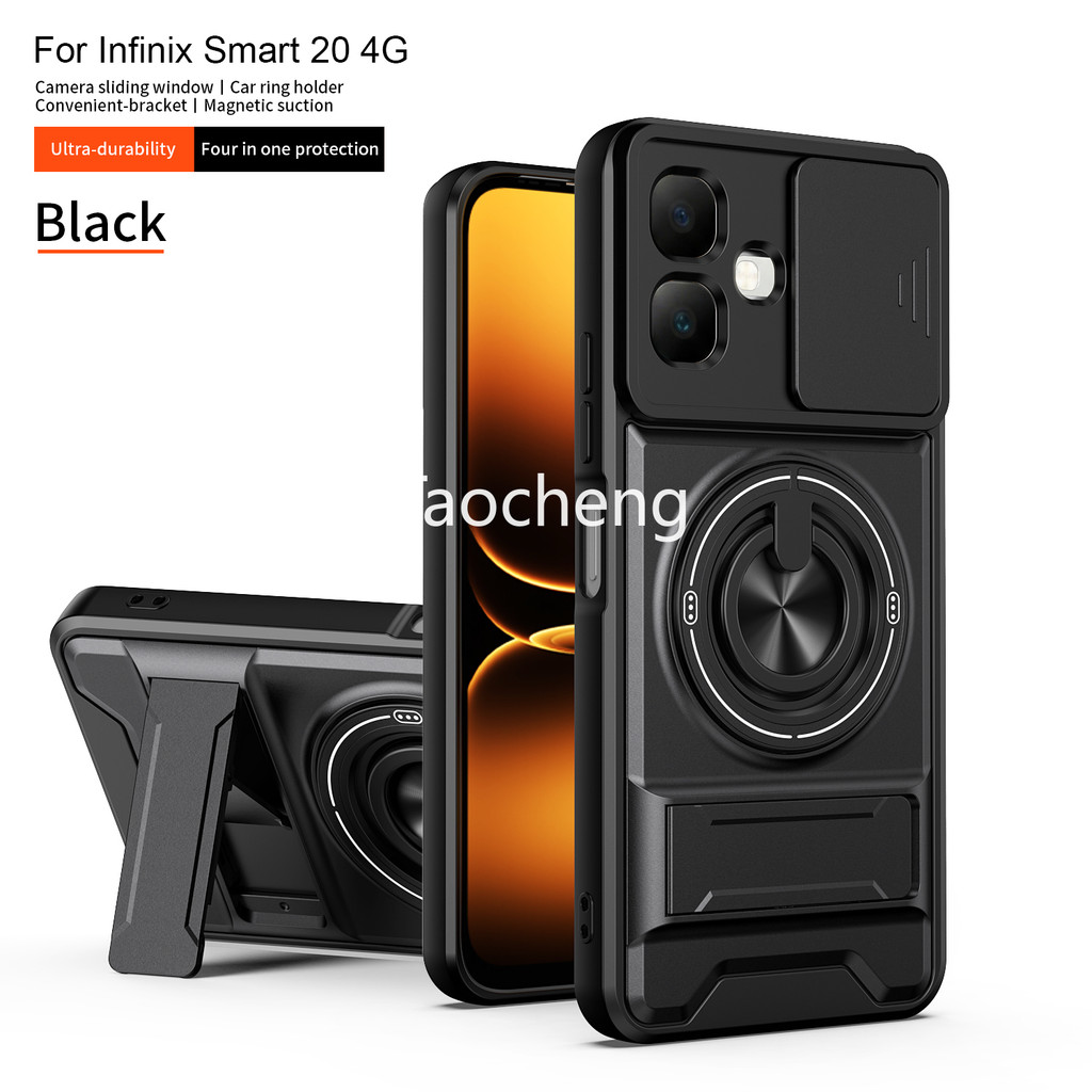 เคสโทรศัพท์สําหรับ Infinix Smart 20 Smart20 4G 2026 เกราะสไลด์เลนส์ป้องกันกันกระแทก Fundas พร้อมแหวนปกหลัง