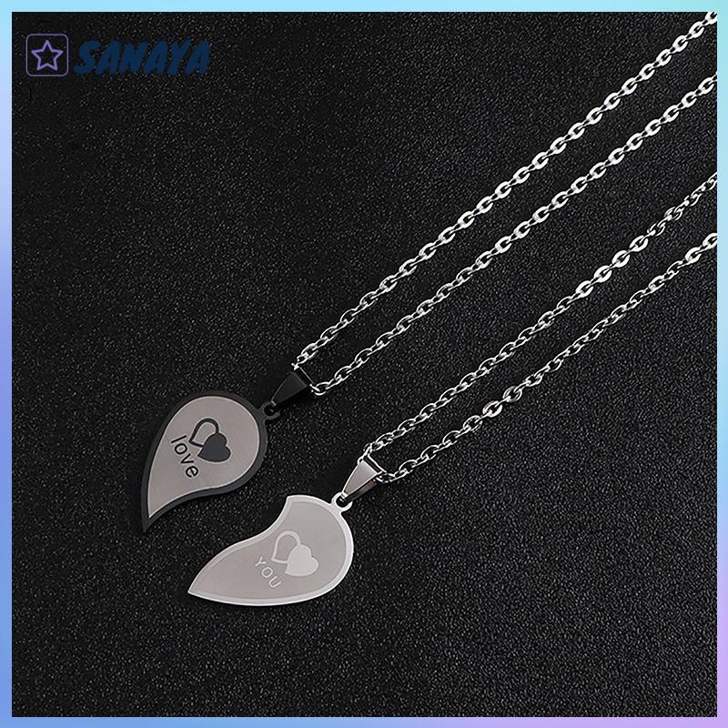 Dwi เครื่องประดับคู่รักสร้อยคอหัวใจสร้อยคอคู่สแตนเลสสตีลสลักจี้รักสร้อยคอวันวาเลนไทน์