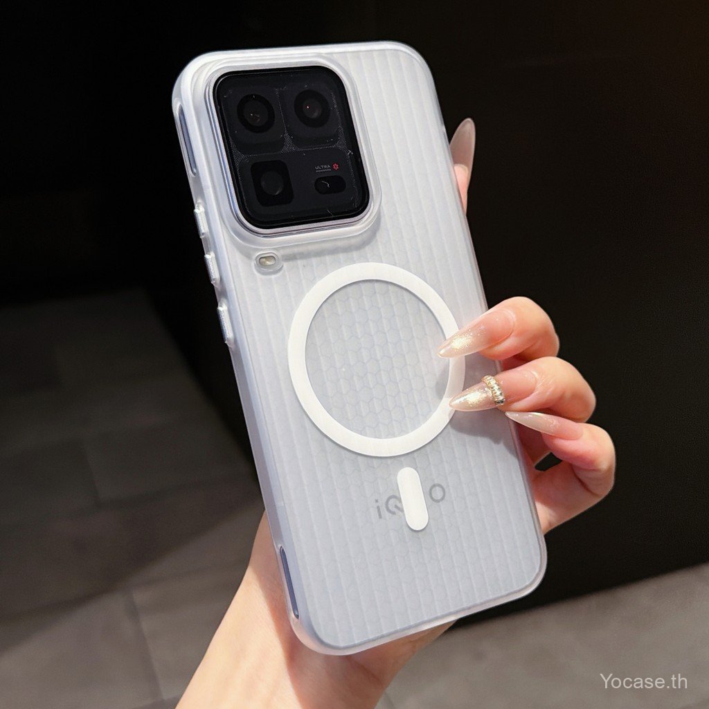เคสโทรศัพท์สําหรับ IQOO 15 IQOO13 12 ลูกฟูก Frosted Magnetic เคสแข็งโปร่งใสรวมทุกอย่างเคสกันกระแทก