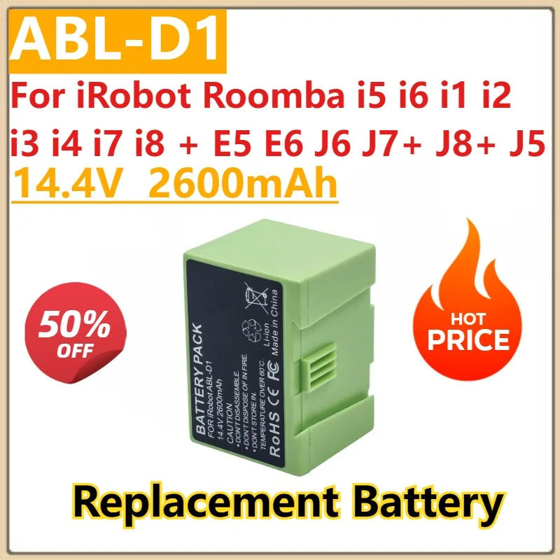 ใหม่ 14.4V 2600mAh แบตเตอรี่ ABL-D1 สําหรับ iRobot Roomba i5 i6 i1 i2 i3 i4 i7 i8 + E5 E6 J6 J7 + J8